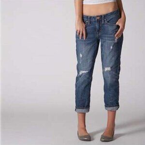 American Eagle Boy Fit Boyfriend Low Rise Medium Wash Blue Stretch Ankle Jeans 0